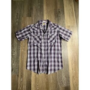 Southern Classics Western Shirt Mens Medium Blue Plaid Excellent Pearl Snap SS
